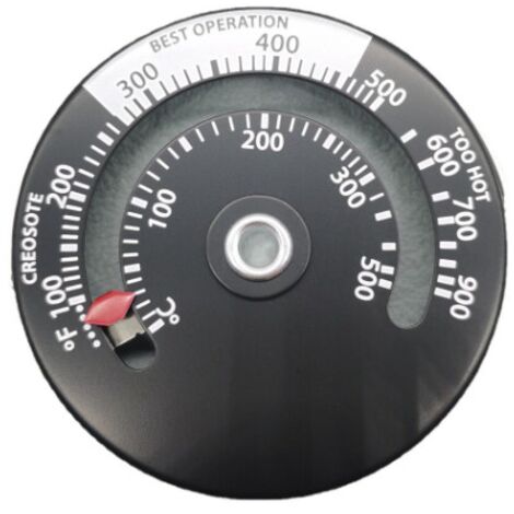 Thermometer, Magnetthermometer für Holzofen, Kamingebläsethermometer mit Sonde, für Zuhause, hochempfindliches Grillthermometer, Schwarz