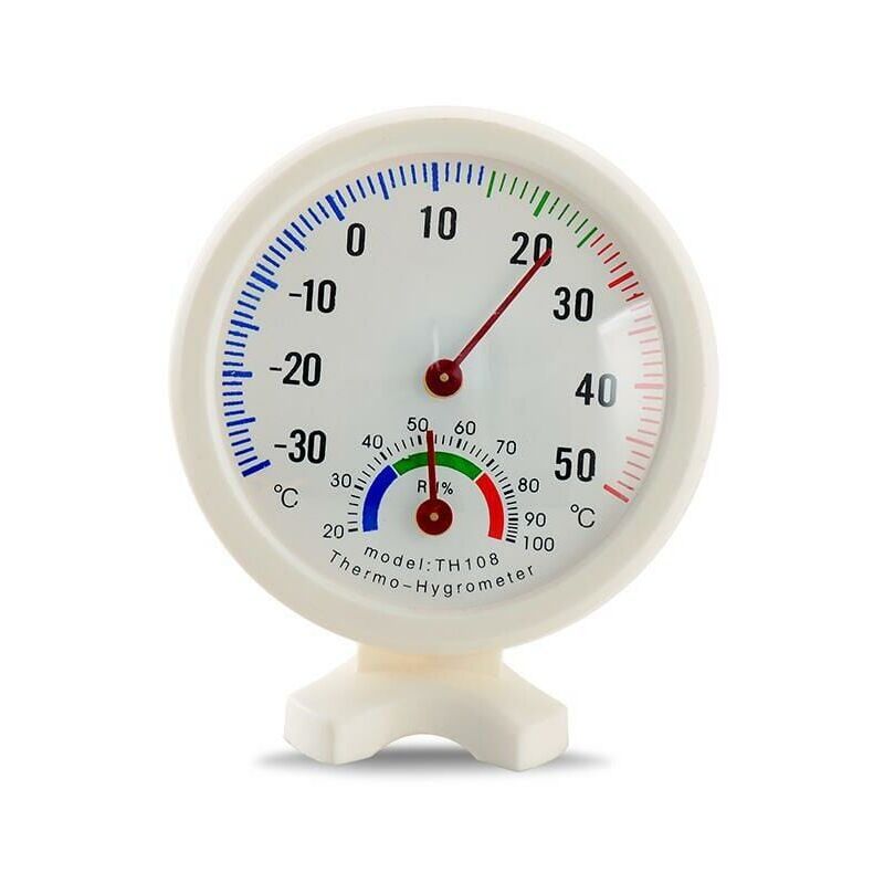 Image of Alovez - Thermometer, rundes Zeigermodell, Prüfer, außen und innen weiß