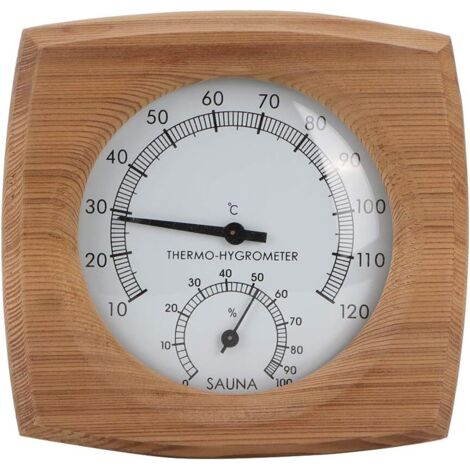 Thermometer und Hygrometer aus Holz für Sauna und Dampfbad, 2-in-1-Gerät zur Messung von Temperatur und Luftfeuchtigkeit in Sauna und Zuhause