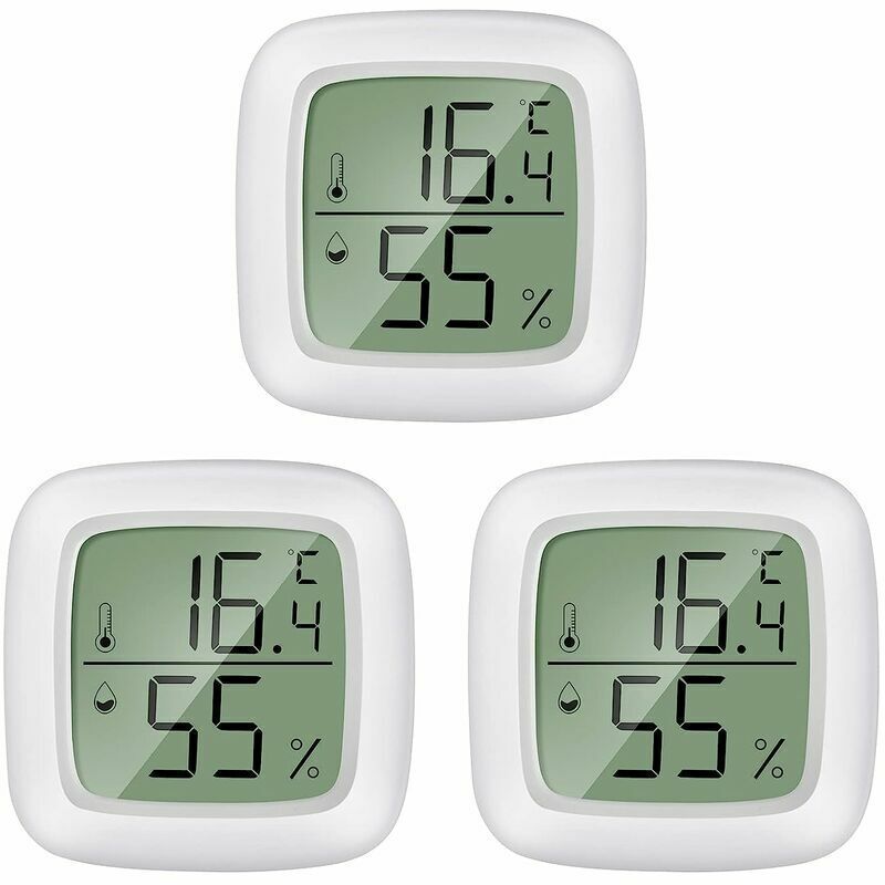 Thermomètre 3 pièces Mini LCD portable intéri thermomètre hygromètre - 20 ℃ 60 ℃, 10% 99% RH convient pour