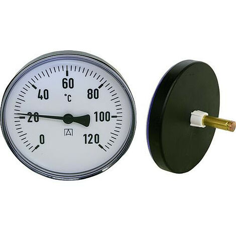Thermometre a aiguilles bimetal 0-120°C diam 100 mm, corps en plastique Livrable seulement en plastique