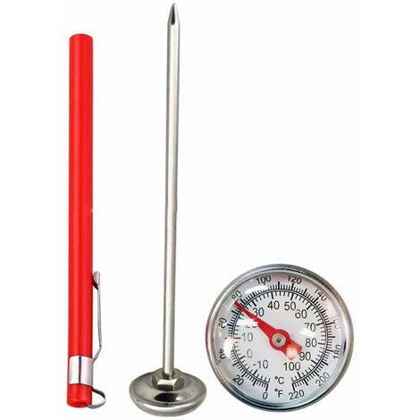 Thermomètre à compost Cadran en acier inoxydable - Thermomètre à compost portable léger pour jardin, cadran Fahrenheit et Celsius de 26 mm de diamètre (Argent)
