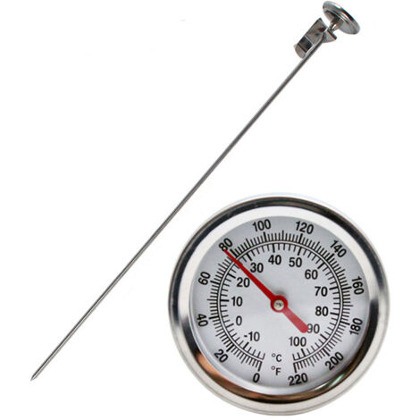 Thermomètre à compost, thermomètre portable à grand cadran de 5 cm en acier inoxydable avec tige de 50 cm pour sol, compost et jardin