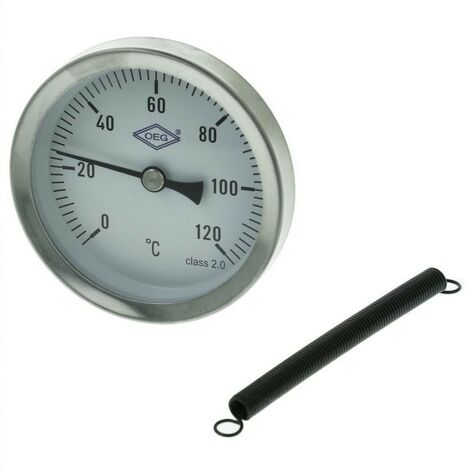 Thermomètre à contact bimétallique 0 à 120 °C boîtier 63 mm