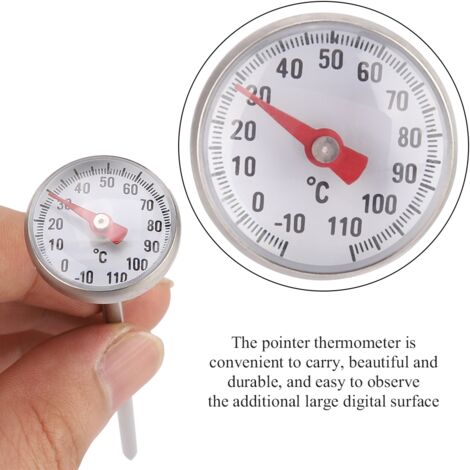 Thermomètre à Cuisson Portable à Pointe en Acier Inoxydable pour Lait, Café et Contrôle de Température avec Couverture, Dimensions: Diamètre 2.5cm, Longueur 13.5cm, Poids 26g