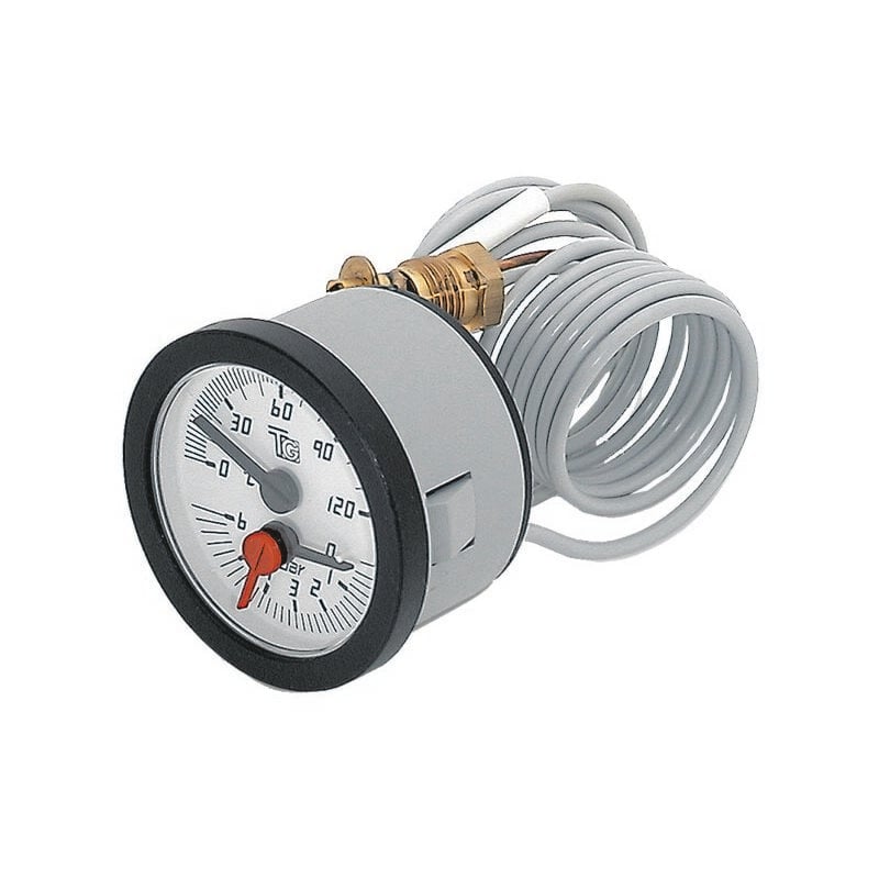 Thermomètre à encastrer ø 52 avec cap.1.5mt échelle 120°c-6bar att.1/4 'gaz