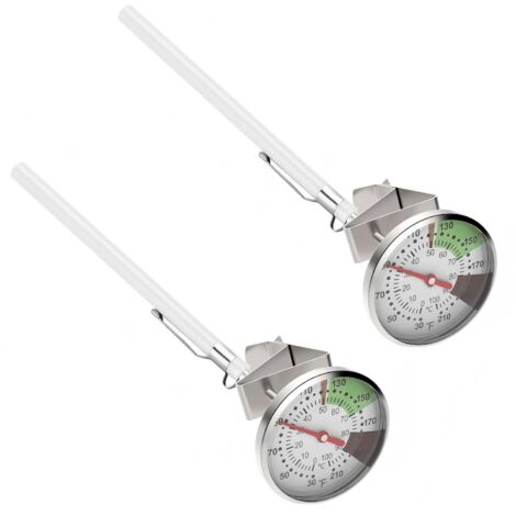 Thermometre A Lecture Instantanee Pour Lait - Plage De Temperature -20 A 100 °C - Sonde De 13 Cm - Cadran De 2,5 Cm - Avec Pince - Lot De 2