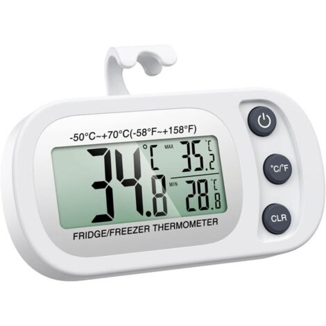 Thermomètre à Réfrigérateur, Thermomètre à Congélateur Numérique avec Crochet, Écran LCD Facile à Lire