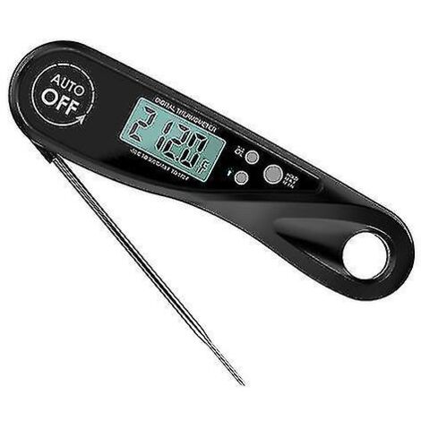 Thermomètre à viande à lecture instantanée, thermomètre de cuisson numérique, thermomètre alimentaire avec écran LCD rétroéclairé et sonde longue pliable.-AquaForge
