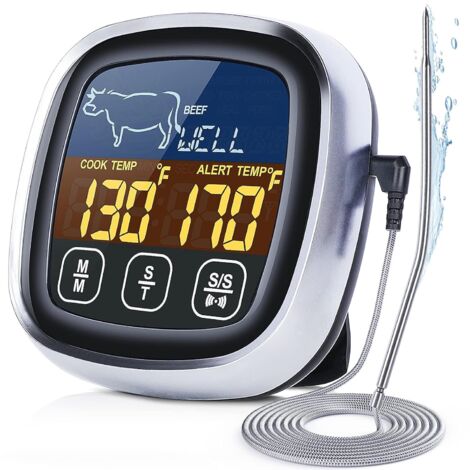 Thermomètre à viande numérique innovant, réglage de température personnalisé pour vos besoins de cuisson, écran tactile sensible, large application des plats chauds aux-AquaForge
