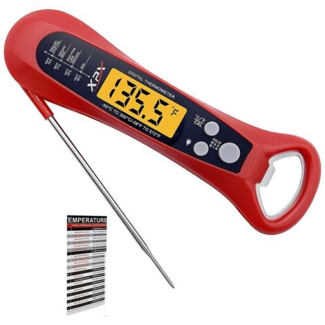 Thermomètre à viande, thermomètre numérique à lecture instantanée pour la cuisson, thermomètre alimentaire pour la cuisine, thermomètre pour barbecue rouge-AquaForge