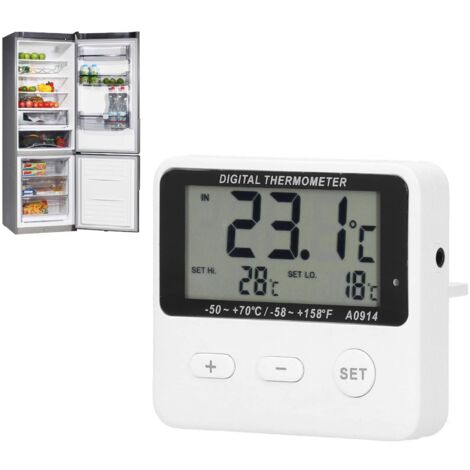 Thermometre alarme, -50 ℃ -110 ℃ Thermomètre d'alarme Numérique Attraction Magnétique Thermomètre aquarium avec Mesure Température Sonde pour Cuisine Réfrigérateur Aquarium