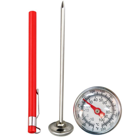 Thermomètre alimentaire mécanique avec sonde en acier inoxydable pour la préparation de dindes et de barbecues.-AquaForge