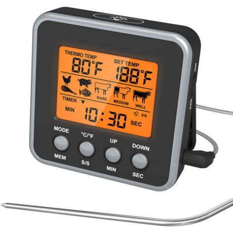 Thermomètre alimentaire numérique, thermomètre de cuisson pliable à lecture rapide pour la viande-AquaForge