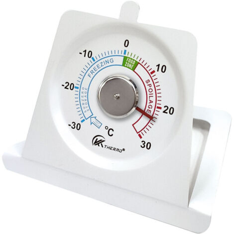 Thermomètre analogique pour réfrigérateur, freezer ou congélateur (à suspendre au réfrigérateur, congélateur, cave à vin, minibar, minimum -30 degrés, maximum 30 degrés, format rond) Bla