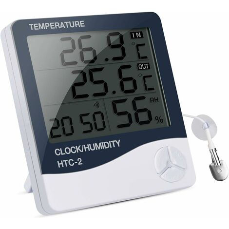 Thermomètre Aquarium Digital, Thermometres Hygrometre pour Aquarium Incubateur Reptile Terrarium, Numérique Thermomètre avec Réveil Fonction et Affichage Grand écran 1009323MM——VEBTles