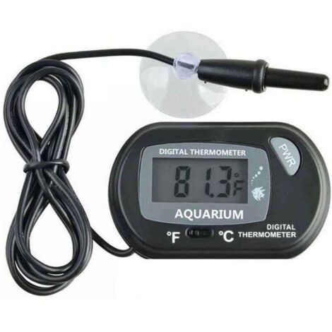 Thermomètre aquarium - thermomètre numérique LCD avec ventouse et sonde à immersion pour aquarium, terrarium. Mesure précise de l'eau.