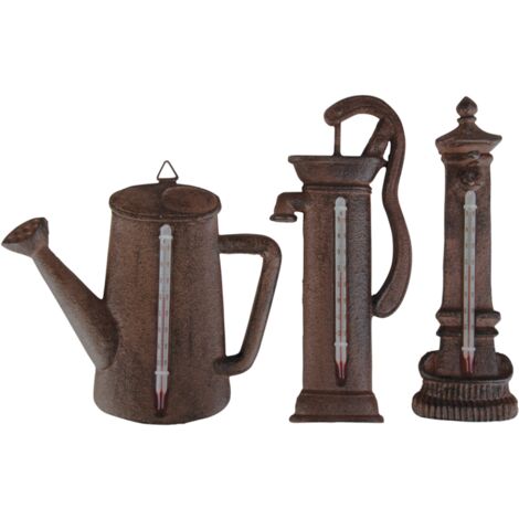 Thermomètre arrosoir en fonte - Marron - H 15 cm - Livraison gratuite
