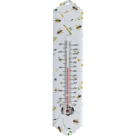 Thermomètre avec motif abeille en acier doux - Blanc - L 6,7 x P 1,2 x H 29,6 cm - Livraison gratuite