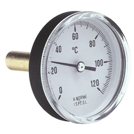 Thermomètre Axial 0-120°C D=63mm. Tube fileté M1/2'' L=40
