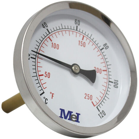 Thermomètre axial Ø100 - 0 à 120° - Longueur doigt de gant 100 mm - pour chauffage et réfrigération - Arcanaute
