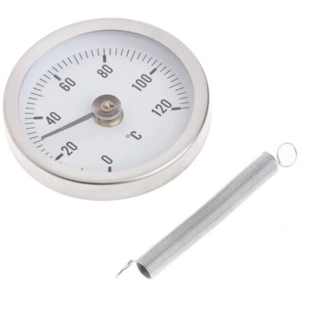 Thermomètre bimétallique à cadran de 63mm, en acier inoxydable, tuyau à ressort à Clip, jauge de test de température, 0-120 degrés