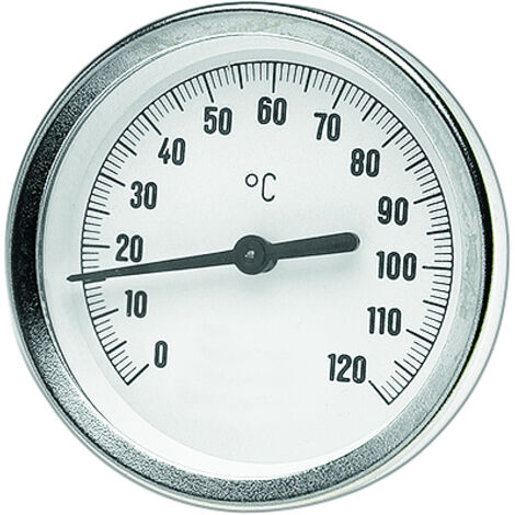 Thermomètre bimétallique axial Watts 0-120°C, d= 63mm, tube plongeur 75mm
