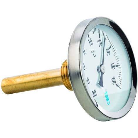 Thermomètre bimétallique à cadran avec plongeur horizontal