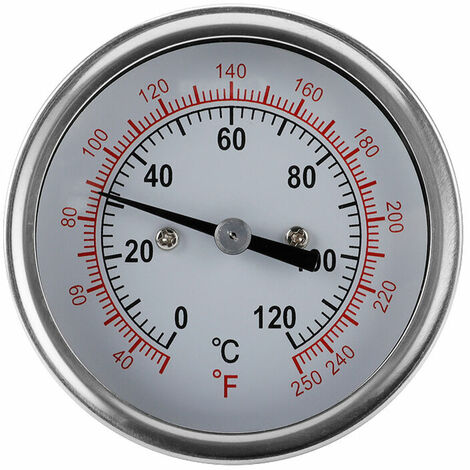 Thermomètre chauffant 120 °C doigt de gant eau froide thermomètre à cadran noir Thermomètre chauffant analogique bimétallique