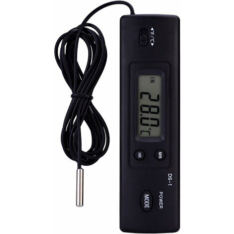 Thermomètre Compteur De Température Numérique À Cristaux Liquides LCD Mesure De L'humidité Capteur De Sonde Câblé pour Réfrigérateur Aquarium Climatiseur（Noir）