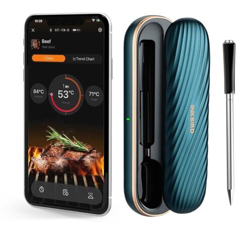 Thermomètre Cuisine INKBIRD INT-11X-B Thermomètre Cuisson Viande Bluetooth 5.1 Sans fil Contrôle APP étanche IP67 Intelligent