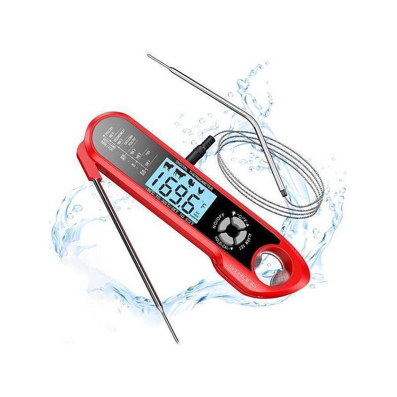 Thermomètre Cuisine,avec Double Sonde & Fil Long lcd Thermomètre Cuisson électronique à Lecture Instantanée,pour la Cuisson dans Les