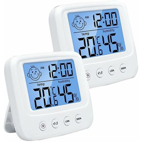 Thermomètre d'ambiance numérique avec rétroéclairage, horloge et fonction ℃/℉, pack de 2