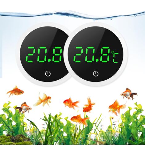 Thermomètre d'Aquarium, 2 Pièces LCD Numérique d'Aquarium Haute Précision 0,1 ℃ avec Boutons Tactiles, Batterie Remplaçable pour Aquarium à Tortues et en Verre Tropical Blanc 2PCS