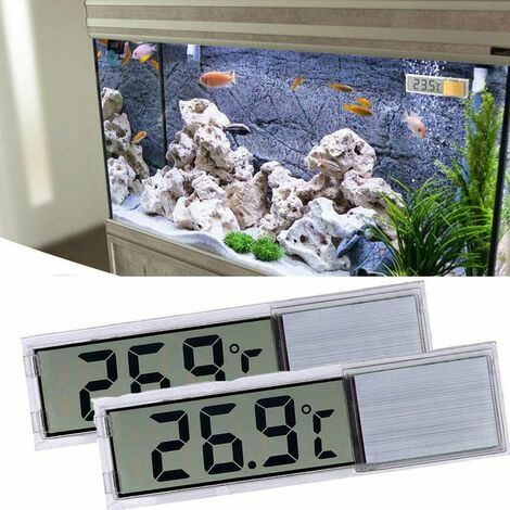 Thermomètre d'aquarium, 2 thermomètres d'aquarium numériques haute sensibilité, deux autocollants latéraux, précision jusqu'à 0,1 degré (argent)