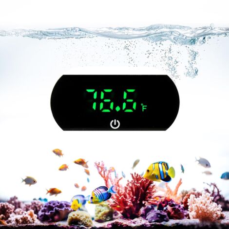 Thermomètre d'aquarium Digital LED, Mini Numérique Extérieur Haute Précision 0.1°C, Écran Vert Ultra-Lisible, Capteur de température, Pour Aquarium, Eau Douce, Mer et Terrarium -