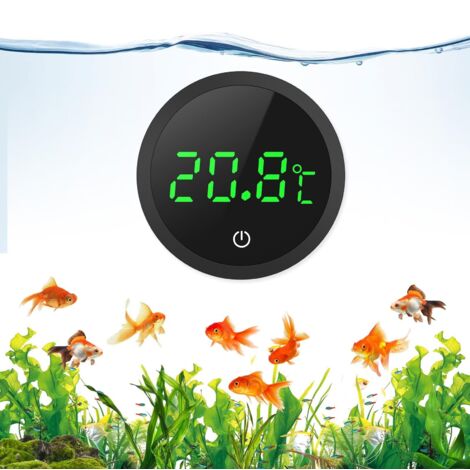 Thermomètre d'aquarium numérique LCD haute précision (0,1 °C) avec boutons tactiles et pile remplaçable – Noir