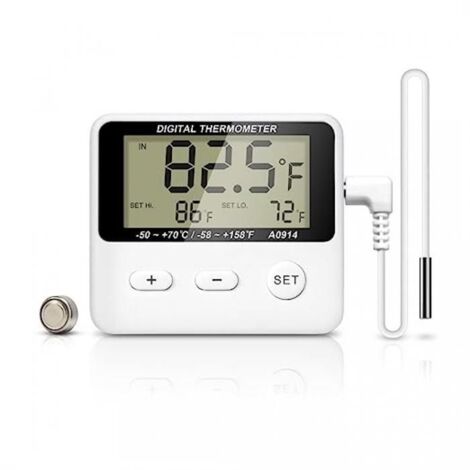 Thermomètre d'aquarium numérique, thermomètre précis pour aquarium et terrarium avec alarme de température haute/basse