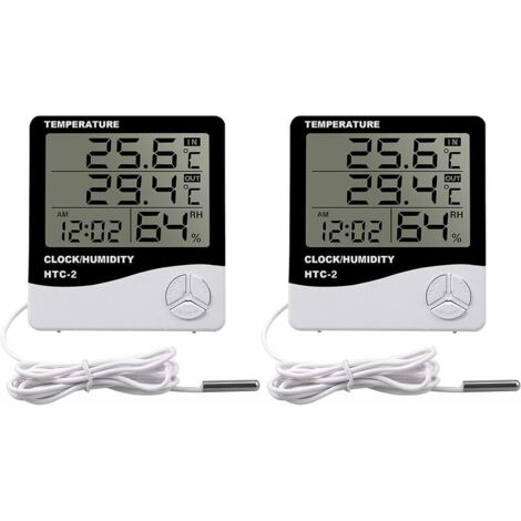 Thermomètre d'aquarium Thermomètre de Température du Réservoir de Poissons Hygromètre   2pcs （Blanc）