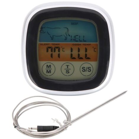 Thermomètre de barbecue, thermomètre à viande, affichage numérique, écran tactile, minuterie de cuisine, fourchette pour