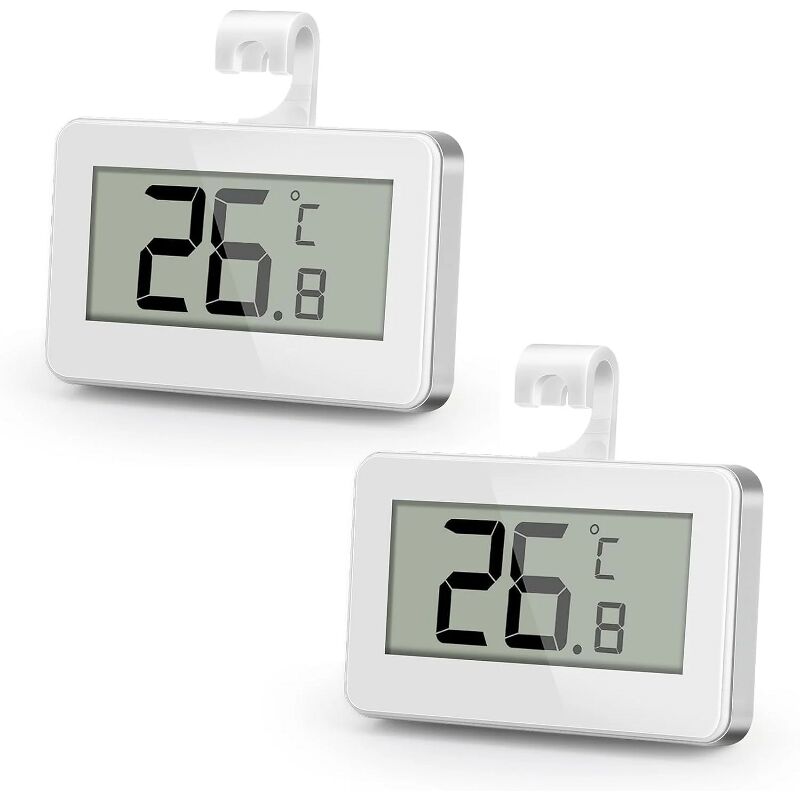 Thermomètre de congélateur numérique étanche avec écran LCD et crochet, parfait pour réfrigérateur, intérieur, extérieur-2pcs