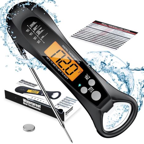 Thermomètre de cuisine électronique, pliable, étanche, résistant aux hautes températures et conçu pour le four.-AquaForge