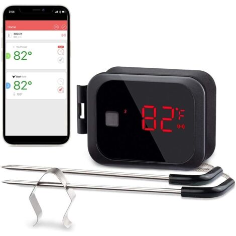 Thermomètre de Cuisine INKBIRD IBT-2X Bluetooth Avec 2 Sondes,Thermomètre Cuisson Barbecue Four Fonction de Minuterie et d'alarme