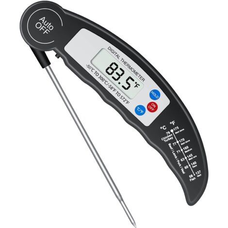 Thermomètre de Cuisine, LCD Thermomètre Cuisson Électronique à Lecture Instantanée avec Sonde, pour la Cuisson dans Les Cuisines, Barbecue, Liquide, Steak, Huile, Lait(Piles Non Incluses)