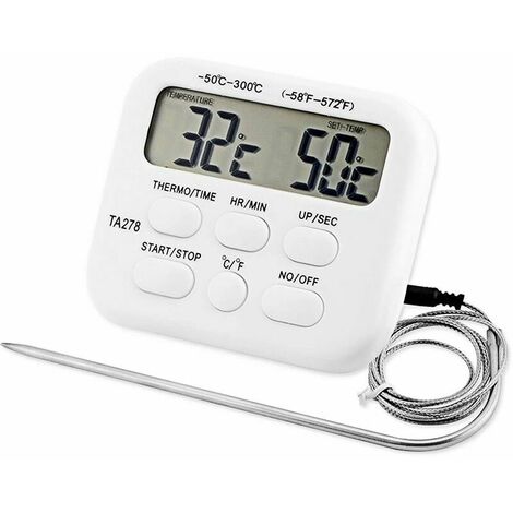 Thermomètre de Cuisine Numérique à Lecture Instantanée pour Barbecue, Cuisson au four - Thermomètre de Cuisine Numérique Portable Blanc，