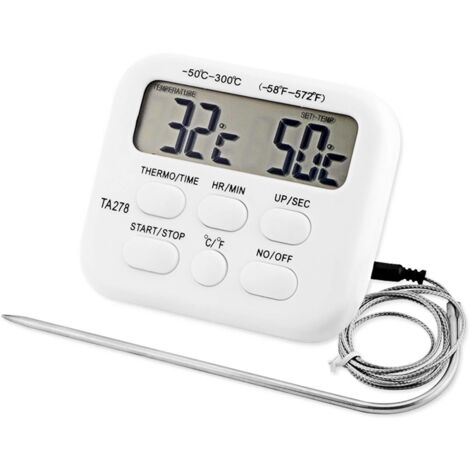 Thermomètre de Cuisine Numérique à Lecture Instantanée pour Barbecue,Cuisson au four - Thermomètre de Cuisine Numérique Portable avec Diffusion Vocale avec Longue Sonde GrooFoo
