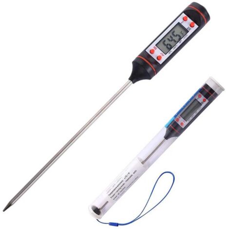 Thermomètre de cuisine numérique pour aliments, barbecue et liquides, thermomètre de friture noir-AquaForge