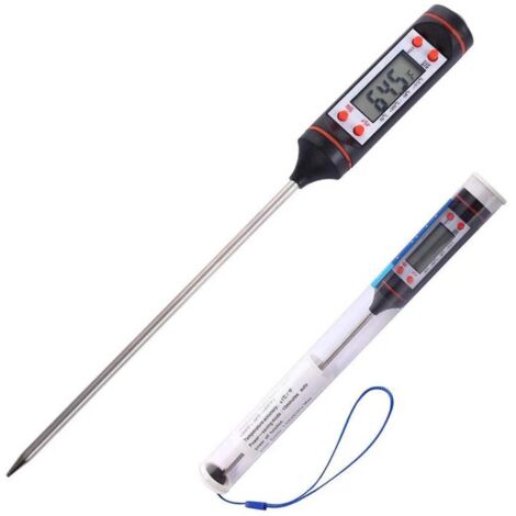 Thermomètre de cuisine numérique pour aliments, grillades et liquides, thermomètre à friture noir-AquaForge