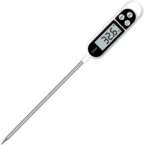 Thermomètre de cuisine numérique Thermomètre domestique Thermomètre de four Thermomètre de cuisson, sonde longue, protection contre la corrosion, ° C / ° F commutable pour cuisine, grill / barbecue