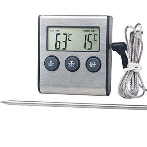 Thermomètre de Cuisson des Aliments 0250°C avec Minuterie d'Alarme - Jauge de Température pour Cuisine BBQ